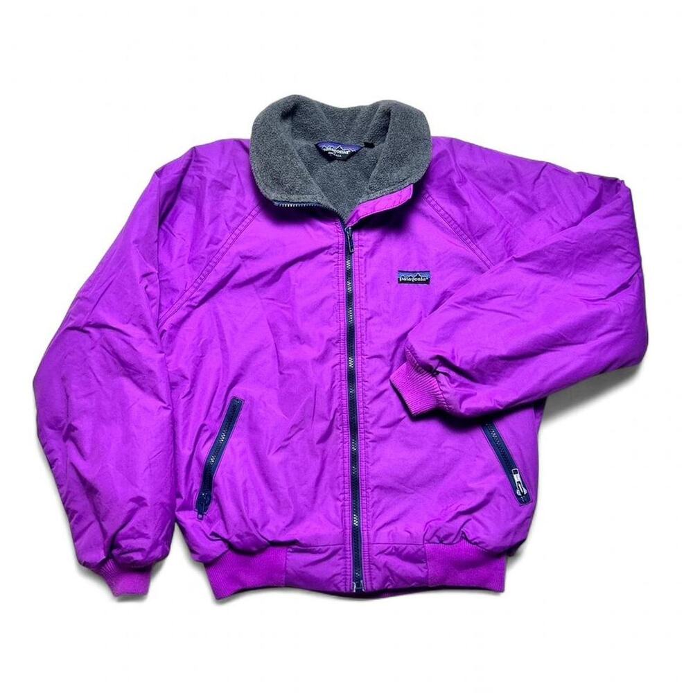 Patagonia 80s Vintage USA made Shelled Synchilla Jacket Purple Nylon Youth L